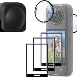 ADOFYS Silicon Protective lense Cap Screen Protectors and Lens Guards Cap for Insta360 x4 ONLY,Bundle Include 1pc Silicone Cap+3pcs Screen Protectors+2pc Lens Guards-14