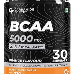 Carbamide Forte BCAA Powder 5000mg | BCAA Supplement For Women & Men Muscle Growth | BCAA Pre Workout & BCAA Intra Workout Supplement For Muscle Recovery | BCAA For Men | BCAA Supplements For Men & Women 7g Serving with Ideal 2:1:1 Ratio | BCAA Orange Flavour - 210g Powder-image-75