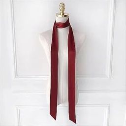 Artful, Skinny Satin silk hair ribbon, Long Thin Satin hair ribbon with Angled Ends, Pure Satin silk Bow Tie, Neck Tie, Choker Ponytail Holder Tie Silk Scarves Hair Band (40 Inches Long, Maroon)-34