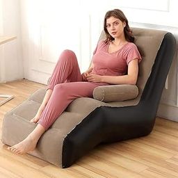 ZWERLIN Inflatable Lazy Sofa Chair, Foldable Lounge with Armrests, Air Pump Included, Brown-27