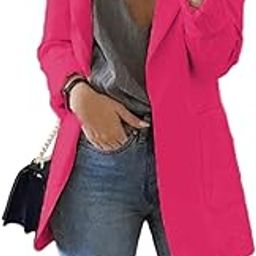 CALANDIS™ Women Cardigan Casual Suits Lapel Collar for Holiday Leisure Time Ladies Rose Red 5XL | Womens Clothing-image-25