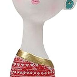 UJEAVETTE Unique Head Planter Cute Girl Design Resin Gift for Indoor Outdoor Plant Red-image-81