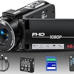 Video Camera Camcorder, Full HD 1080P 48MP Camcorder 16X Digital Video Camera for YouTube, 3.0 Inch IPS Screen Vlogging Camera Recorder with Controller, Battery and 32GB Card-22