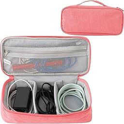 Kuber Industries Travel Organizer For Electronic Accessories|Multipurpose Pouch|Adapter, Cable, Gadget Organizer|Two Comparment With Zipper (Pink Blue)-image-35