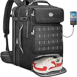 Expandable Travel Backpack With Shoe Compartment, 52L Large Luggage Suitcase with Waist Straps & USB Charging Port-image-3