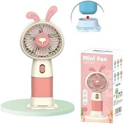 NEEYATI Portable Mini Fan with Bunny Design, USB Rechargeable, Pink and White-image-9