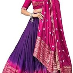 Women's Trending Designeer Tussar Silk With Foiil Print and bandhani Print Lehenga Choli-image-54