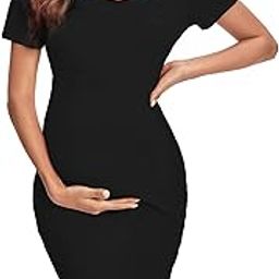 3nh Off Shoulder Maternity Dress Short Sleeves Bodycon Pregnancy Dresses for Baby Shower or Photoshoot-image-57