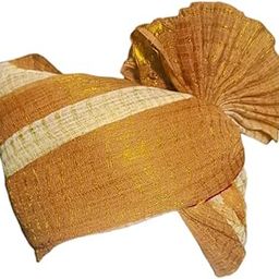 Jari Cotton Safa Unisex Wedding Barati Turban/Pagri/Pagdi for Religious Cultural Occasion Festival Fashionable Trendy Cream Golden Colour (Cream Golden, 22.5)-image-37