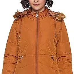 qube by fort collins Women's Regular Fit Nylon Bomber Jacket with Detachable Hood - Stylish & Comfortable Winter Wear-picture-16