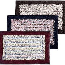 Kuber Industries Door Mat | Anti-Skid Trapper Mat for Door Entrance | Floor Mat for Home Entrance | Cotton Border Door Mat | Pack of 3 | Multi-31