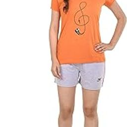 Women Orange Top and Grey Shorts Set, Night Dress // Lounge wear // Night Suit-image-51