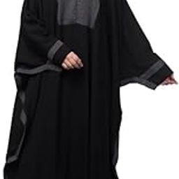 Free Size Dual Fabric Kaftan With A Striped Design On Border And Cuff - Made with Printed Crepe And Nida Matte Fabric for Women and Girls-12