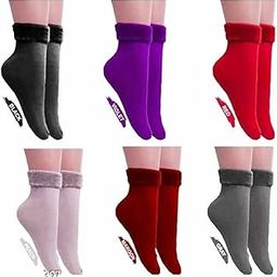 Women Thumb Thermal Regular Socks Winter Velvet Pile Lined Socks Thick Slipper Socks | Multicolor-image-87