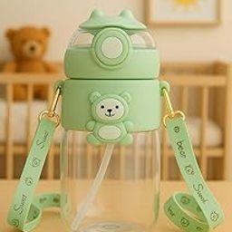 Magic Pebbles Eco-Friendly Baby Sipper Water Bottle for Kids with Soft Silicone Straw & Strap-850 ML(Green)-image-110