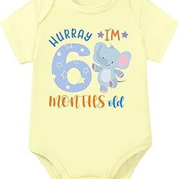 Monthly milestone six months birthday unisex cotton baby romper for new born. Half year baby dress photoshoot items.-image-88