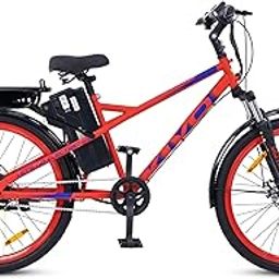 Motovolt Kivo Lite Electric Cycle | 105 Km Long Range | Removable Li-Ion 16 AH Battery (IP65) | 110 Kg Payload |250W BLDC Motor | Disc Brakes (F&R) | Front Spring Suspension |Red-picture-16