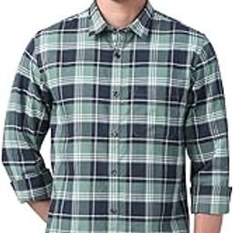 Peter England Men's Checkered Cotton Shirt | Smart Casual | Full Sleeves-image-29