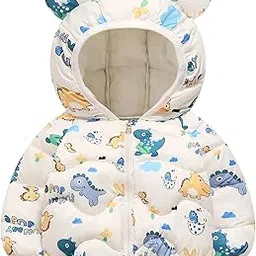 bold n elegant Kid's Standard Length Polyester Winter Dinosaur Bomber Jacket Hoodie Puffer Quilted Jacket Coat for Baby Boys and Girls-picture-7