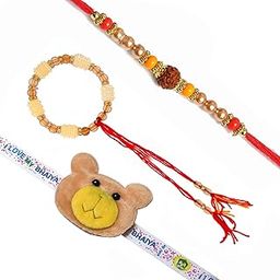 Rudraksh Bhaiya Bhabhi Pair Set With Teddy Bear Light Rakhi Music Rakhi For Brother And Sister-72