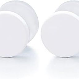 2pcs 6-12MM White Circle Stud Earrings Men Women, Steel Cheater Fake Ear Plugs Gauges Illusion Tunnel-image-3