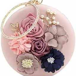 Women Handicraft Beautiful Flower Round Clutch Bag Purse for Casual Wedding-image-71