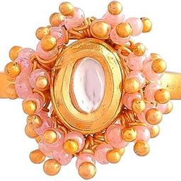 voylla Veerangana Pink Pearls and Kundan Studded Ring-picture-24