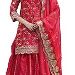 Women's Rangoli Silk Heavy Embroidery Kurta Lehenga & dupatta || Semi Stitched Kurta Lehenga & dupatta for women wedding Diwali-30