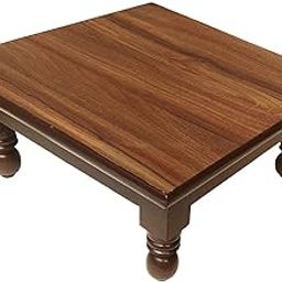 Wooden (16X16 Inches) Large Size Handmade Stool For Living Room Decoration, Puja Chowki And Bedroom Stool For Sitting And Footstool. - Multicolor-image-5