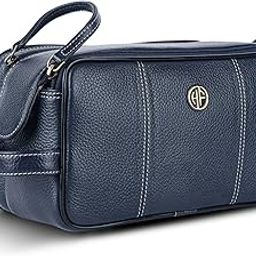 Genuine Leather Travel Organizer Pouch - Toiletry Bag for Men and Women Cosmetic Organizer Bag, Shaving Kit Bag for Men Toiletry Pouch for Men with Multiple Pockets - Blue-image-29