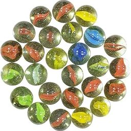 ISKA Pack of 100 Pcs Glass Marble Kanche for Decoration & Kids Playing, Kanche/goli Glass Marbels with Shooter Unique Kanche Marble (Marble kanche)-1