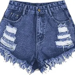 aahwan Women's & Girls Solid Raw Hem Ripped Denim Shorts-picture-16