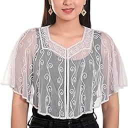 Women's Net Poncho Head Embroidered New Cut Off Neck Style Capes Poncho-image-43