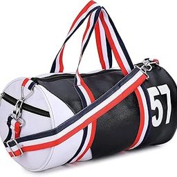Duffle PU Leather Bag/Gym Bags/Adjustable Shoulder Bag for Men/Duffle Gym Bags for Men/Fitness Bag/Carry Bags/Sports & Travel Bag/Sports Kit/Duffle Bags Travel (Black White)-image-56