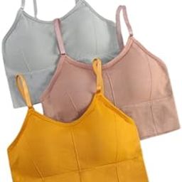 Women's Cotton Padded Wire Free Sports Bra Fitness Yoga Free Size (Pack Of 3), Size (28-32) (Grey Pink Yellow)-picture-53