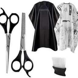 Professional Hair Cutting Kit with Easy Grip Handle Scissors and Finger Rest - Includes Barber Scissors, Thinning Shears, Neck Duster Brush, and 2 Salon Capes-22