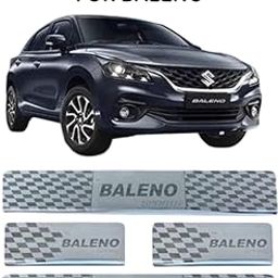 Door Sill/Foot Step Stainless Steel Plates | Scuff Plate for Maruti-Suzukii Baleno All Models Car Door Foot Step Sill Plate, Non led 3mm Self-Adhesive (Set of 4 Pcs)-image-77