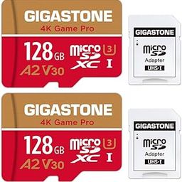 [5 Years Free Data Recovery] GIGASTONE 128GB Memory Card 2 Pack, Game Pro Max, Speed up to 120/80MB/s, for Switch, Steamdeck, 4K Video A2 V30 U3 MicroSDXC with Adapter.-35