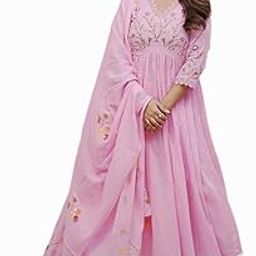 Women’s Pastel Pink Cotton Embroidered Kurta Set with Lacework Detailing, Choki Hand Sleeves, and Printed Dupatta, Elegant Ethnic Wear-picture-25