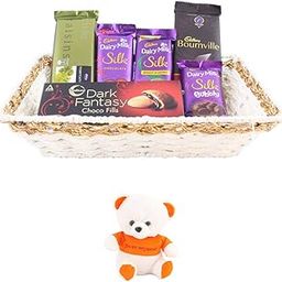 SFU E Com Creamy Premium Chocolates For Your Loved Once | Valentine Love Teddy Bear With Chocolate Combo | Valentine Chocolate Hamper | 519-72
