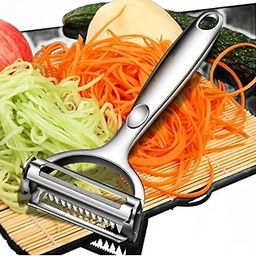 Alincoln 2-in-1 Julienne Vegetable Peeler & Slicer – Stainless Steel Multi-Functional Fruit & Veggie Cutter, Shredder, Grater for Potato, Carrot, Cucumber, Melon – Silver (17x8x1.3cm)-image-29