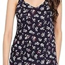 Navy Blue Floral Printed Women's Babydoll Nightdress(HYPW03618)-24