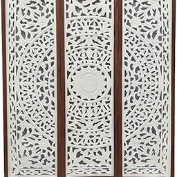 Wooden Partition for Living Room Room Divider Partition Wall Partition/Wall Divider for Hall/Room Separator/Privacy Divider/Stripe Pattern (White (3 Panel))-image-29