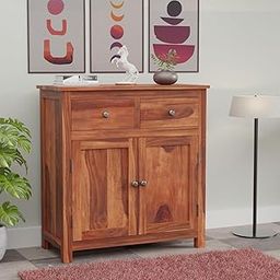 CASAVISHAL Solid Sheesham Wooden Sideboard & Cabinet with Drawer Storage | Wooden Sideboard Storage Cabinet : Ideal for Living Room and Bedroom with 2 Drawers and 2-Shelf Storage | (Honey Finish)-image-38