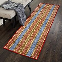 ORRIC Natural Madurkathi Handcrafted Black Chatai Mats/Yoga Mat/Prayer Mat/Floor Mat for Home, Office, Boutiques, Shops | Sleeping Mat for Floor, 6 X 2 Feet (Red)-image-78