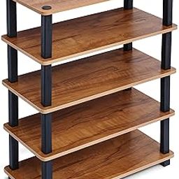 Livzing 5-Tier Turn-N-Tube Wooden Shoe Rack Organizer-Multipurpose Storage Shelves and Display Organizer with Utility Storage for Home Decor-Portable Shoe Stand-Kitchen Storage Rack–Brown-10