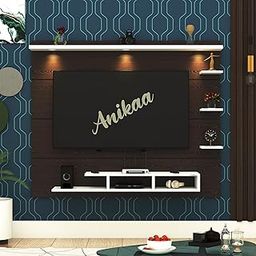 Anikaa Nexa Engineering Wood Wall Mount TV Unit | Set Top Box Stand/TV Cabinet with 3 LED Lights & Shelves for Books & Decor | Ideal for Up to 50" Inches Wenge/White (D.I.Y - Do-It-Yourself)-image-69