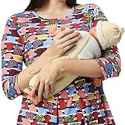 Maternity Tops for Women | Stylish Zipless Feeding Tunic Shirt with Breastfeeding Access in Knitted Hosiery for Pre & Post Pregnancy-image-86