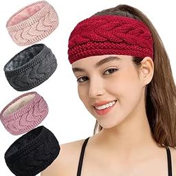 Winter Headbands Soft Knitted Headband for Women, Winter Ear Warmer Bands Knit Thick Warm Headband (Dark-Pink, One Size Fits Most)-image-62