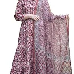 Women Printed Anarkali Kurta and pant set with Dupatta-image-58